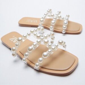ZARA - WOMEN’S PEARL SANDALS - SIZE 7 1/2